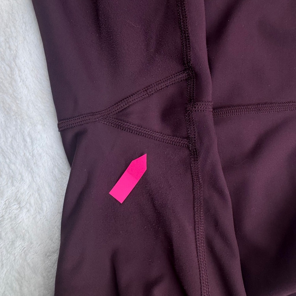 Lululemon Leggings Women 12 Burgundy High Rise Side Pockets 25 Inseam LW5EPSS - Picture 5 of 8